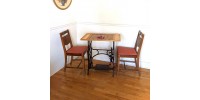 Table de jeu damier avec 2 chaises vintage